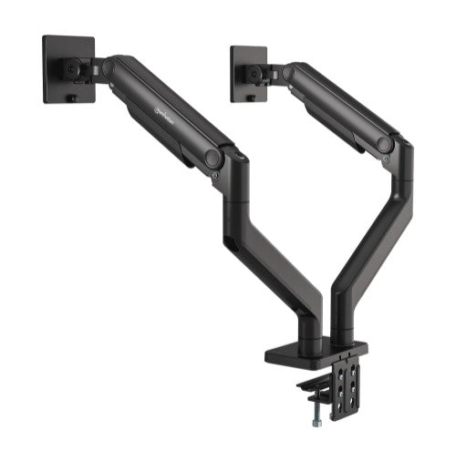 Manhattan Dual Desk Mount for TV & Monitors (Full Motion Spring), For screens 13" to 45", Clamp or Grommet Assembly, VESA compatibility: 75x75 and 100x100mm - check the dimensions of the four mounting holes on back of screen to ensure it fits, Max 20kg (e