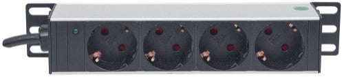 Intellinet 10" 1U Rackmount 4-Output Power Distribution Unit (PDU) EU CEE 7/3 Outlets, With Power Indicator, No Surge Protection, Built-in 1.8m Power Cord with EU CEE 7/4 Plug
