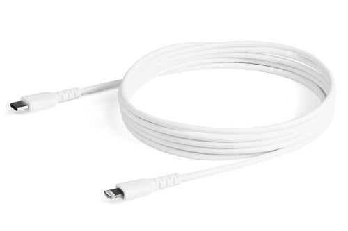 StarTech.com 6 foot (2m) Durable White USB-C to Lightning Cable - Heavy Duty Rugged Aramid Fiber USB Type C to Lightning Charger/Sync Power Cord - Apple MFi Certified iPad/iPhone 12