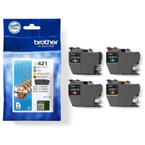 Brother LC-421VAL Ink cartridge multi pack Bk,C,M,Y, 4x200 pages Pack=4 for Brother DCP-J 1050