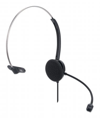 Manhattan Mono On-Ear Headset (USB), Microphone Boom (padded), Retail Box Packaging, Adjustable Headband, In-Line Volume Control, Ear Cushion, USB-A for both sound and mic use, cable 1.5m, Three Year Warranty