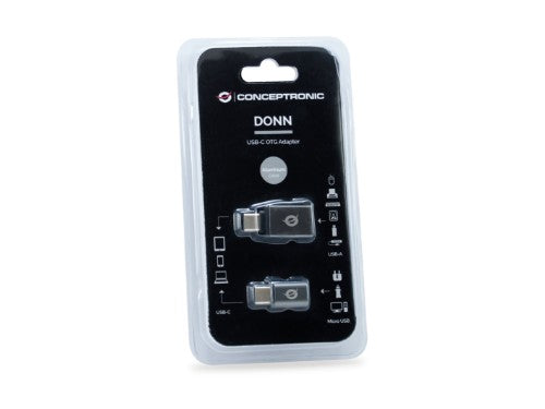 Conceptronic DONN04G USB-C to USB A/MicroB OTG Adapter 2-Pack, 10Gbps (C-A), 480Mbps (C-MicroUSB)