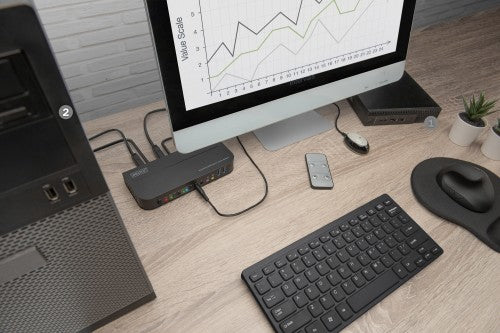 Digitus KVM Switch, 2-Port, 4K60Hz, 2 x DP in, 1 x DP/HDMI out