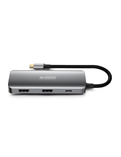 Urban Factory HUBEE 7 IN 1 : HUB USB-C WITH 3 USB-A / 2 HDMI 4K / 1 RJ45 ET 1 USB-C 100W PD
