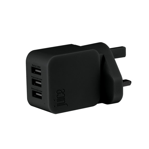 Juice JUI-MAINS-3PORT-3.4A-ECO-BLK mobile device charger Universal Black AC Indoor