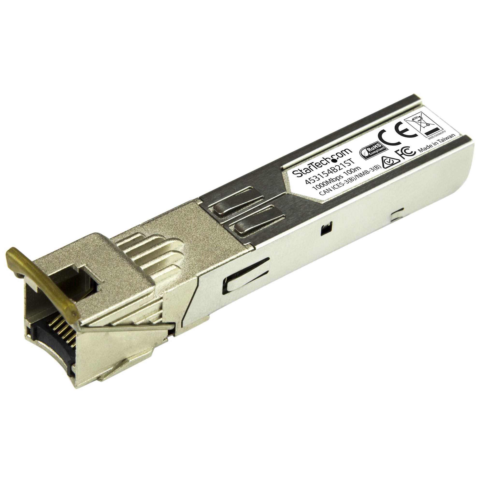 StarTech.com Gigabit Copper RJ45 SFP Transceiver Module - HP 453154-B21 Compatible~HPE 453154-B21 Compatible SFP Module - 1000BASE-T - SFP to RJ45 Cat6/Cat5e - 1GE Gigabit Ethernet SFP - RJ-45 100m - HPE 6120XG, 6120G, Flex Fabric