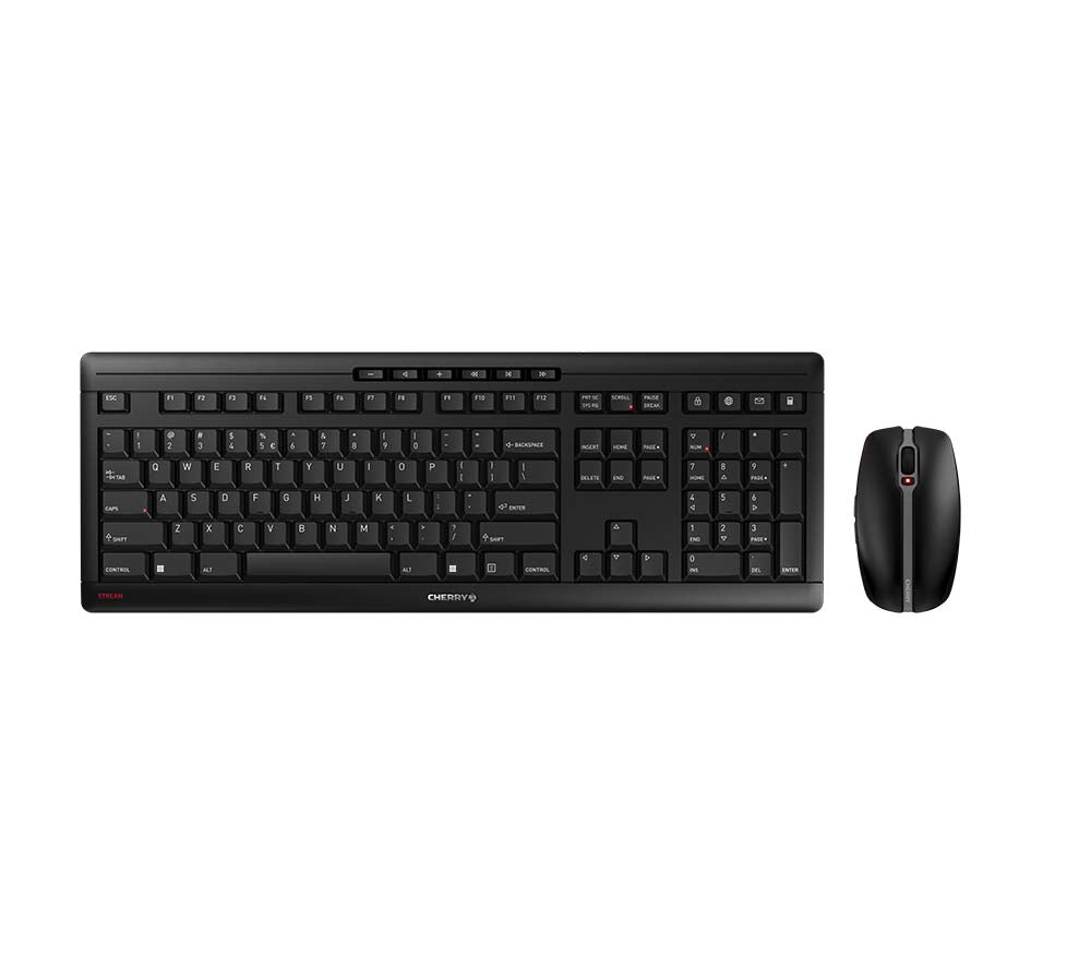 CHERRY Stream Desktop keyboard Mouse included Office RF Wireless QWERTY US English Black