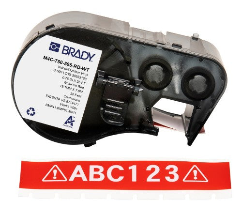 Brady M4C-750-595-RD-WT printer label Red, White Self-adhesive printer label