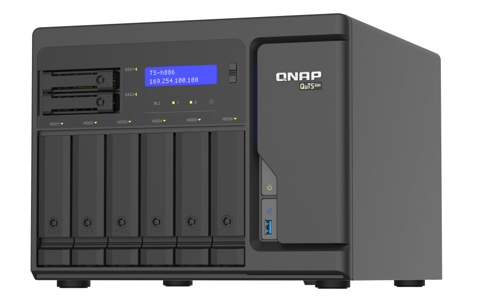 QNAP TS-h886 NAS Tower Intel® Xeon® D D-1602 8 GB DDR4 0 TB QuTS hero Black