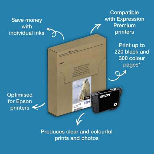 Epson C13T26164511/26 Ink cartridge multi pack Bk,C,M,Y EasyMail 220pg + 3x300pg, 6ml + 3x5ml Pack=4 for Epson XP 600