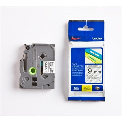 Brother TZE-121 DirectLabel black on Transparent Laminat 9mm x 8m for Brother P-Touch TZ 3.5-18mm/6-12mm/6-18mm/6-24mm/6-36mm