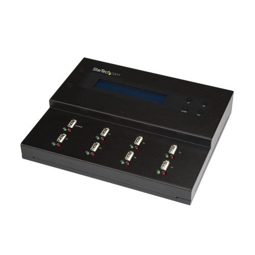 StarTech.com Standalone 1 to 7 USB Thumb Drive Duplicator and Eraser, Multiple USB Flash Drive Copier, System and File and Whole-Drive Copy at 1.5 GB/min, Single and 3-Pass Erase, LCD Display - TAA