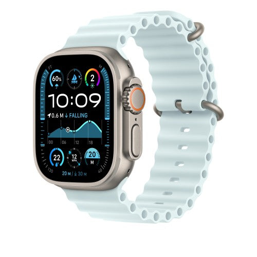 Apple 49mm Ice Blue Ocean Band - Natural Titanium Finish