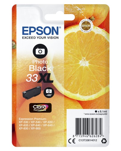 Epson C13T33614022/33XL Ink cartridge foto black high-capacity Blister Radio Frequency, 400 pages 8,1ml for Epson XP 530
