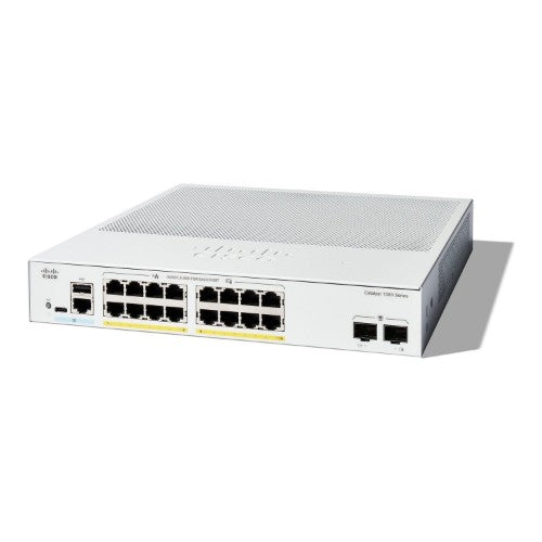Cisco Catalyst 1300-16FP-2G Managed Switch, 16 Port GE, Full PoE, 2x1GE SFP, Limited Lifetime Protection (C1300-16FP-2G)
