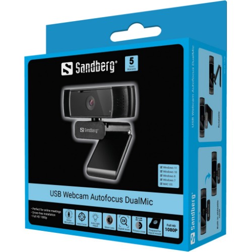 Sandberg USB Webcam Autofocus DualMic
