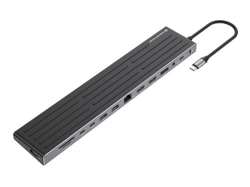 Conceptronic DONN32B 14-in-1 MST Docking Station USB 3.2 Gen 1, HDMI x 2, DP, GbE LAN, USB-A 5Gbps x 3, USB-C 5Gbps x 2, SD, TF/MicroSD, 3.5mm headset, Security Slot, 100W USB PD