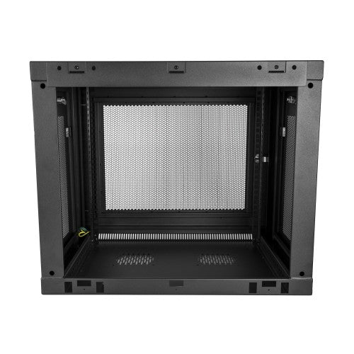 StarTech.com 2-Post 9U Wall Mount Network Cabinet with 1U Shelf, 19" Wall-Mounted Server Rack for Data / Networking / AV / Electronics / Computer Equipment, Small Vented Rack Enclosure