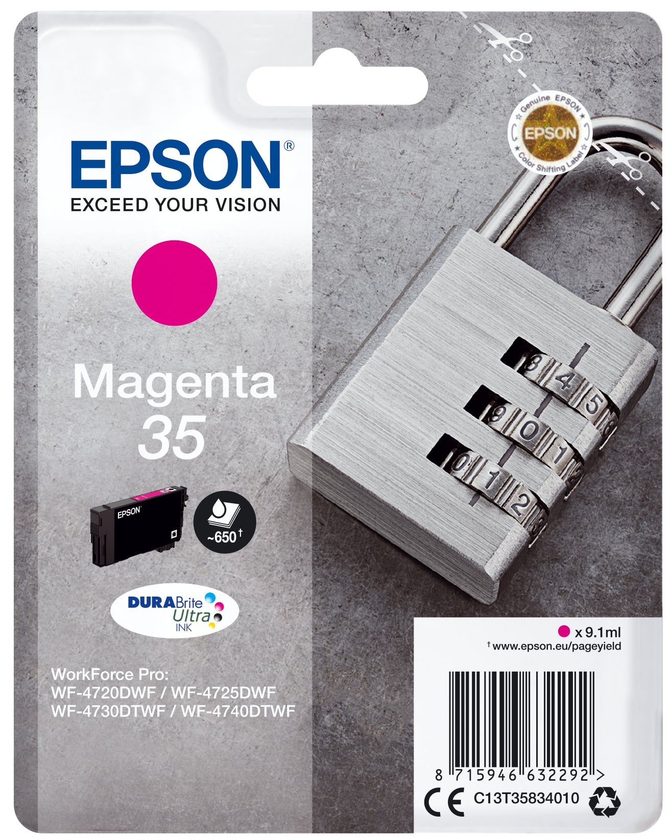 Epson C13T35834010/35 Ink cartridge magenta, 650 pages 9,1ml for Epson WF-4720