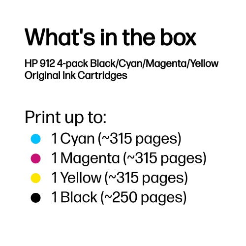 HP 6ZC74AE/912 Ink cartridge multi pack Bk,C,M,Y, 4x300 pages 17.08ml 8,3ml + 3x2,9ml Pack=4 for HP OJ Pro 8010/e/8020