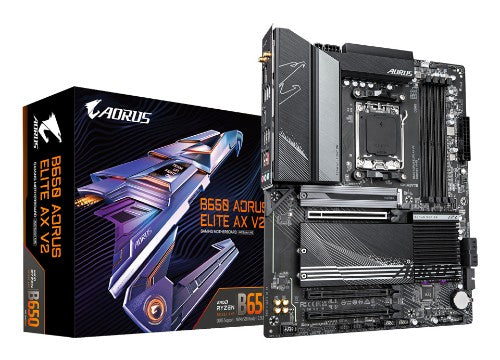 GIGABYTE B650 AORUS ELITE AX V2 Motherboard - AMD Ryzen 9000 Series CPUs, 12+2+2 Phases VRM, up to 8000MHz DDR5 (OC), 1xPCIe 5.0 + 2xPCIe 4.0 M.2, 2.5GbE LAN, WIFI 6E, USB 3.2 Gen 2