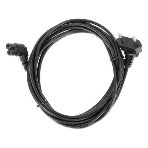 Manhattan Mains Power Cord/Cable (Right Angled), Euro 2-pin (CEE 7/16 Euro 8) plug to C7 Female (figure of eight), 2m, 2.3A, Black, Lead, Lifetime Warranty