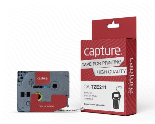 Capture CA-TZE211 label-making tape Black on white