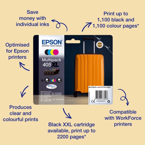 Epson C13T05G44010/405 Ink cartridge yellow, 300 pages 5.4ml for Epson WF-3820/7830