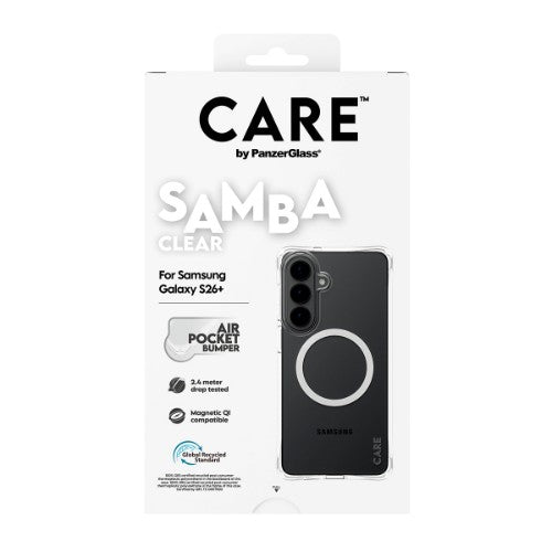 PanzerGlass CARE™ by ® Samba Case Transparent w. White Qi Samsung Galaxy S26+