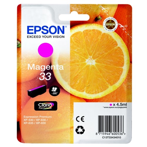 Epson C13T33434012/33 Ink cartridge magenta, 300 pages ISO/IEC 19752 4,5ml for Epson XP 530