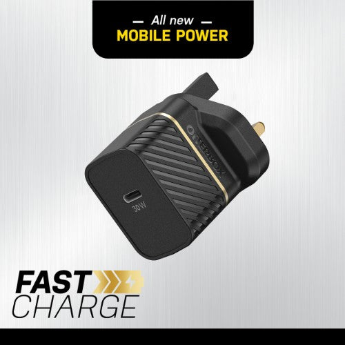 OtterBox UK Wall Charger 30W GaN - 1X USB-C 30W USB-PD, black