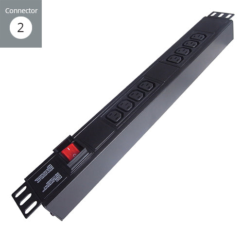 connektgear 3m 8 Way Horizontal Rack Mount Power Extension Block UK Plug to 8 x C13 Sockets - Black