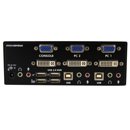 StarTech.com 2 Port DVI VGA Dual Monitor KVM Switch USB with Audio & USB 2.0 Hub