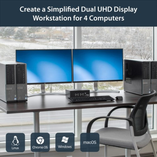 StarTech.com 4-Port Dual DisplayPort KVM Switch - 4K 60Hz