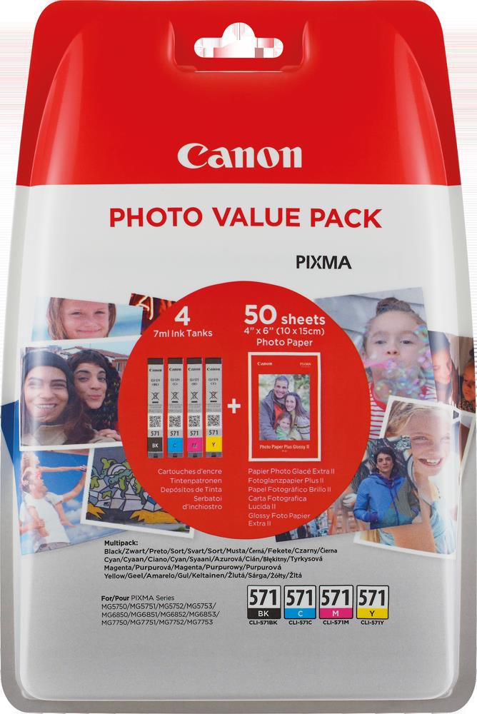 Canon 0386C007/CLI-571 Ink cartridge multi pack Bk,C,M,Y Blister 7ml Pack=4 for Canon Pixma MG 5750/7750