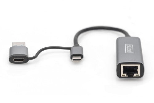 Digitus USB Type-C™ Gigabit Ethernet Adapter 2.5G, USB-C™ + USB A (USB3.1/3.0)