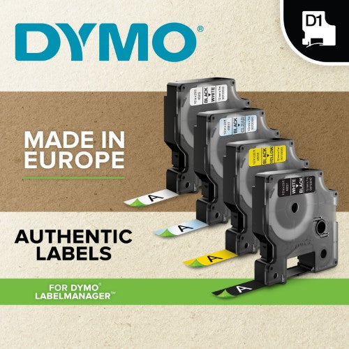 Dymo 16957/S0718040 DirectLabel-etikettes Nylon black on white 12mm x 3,5m for Dymo D1 6-12mm/19mm/24mm/400 Duo