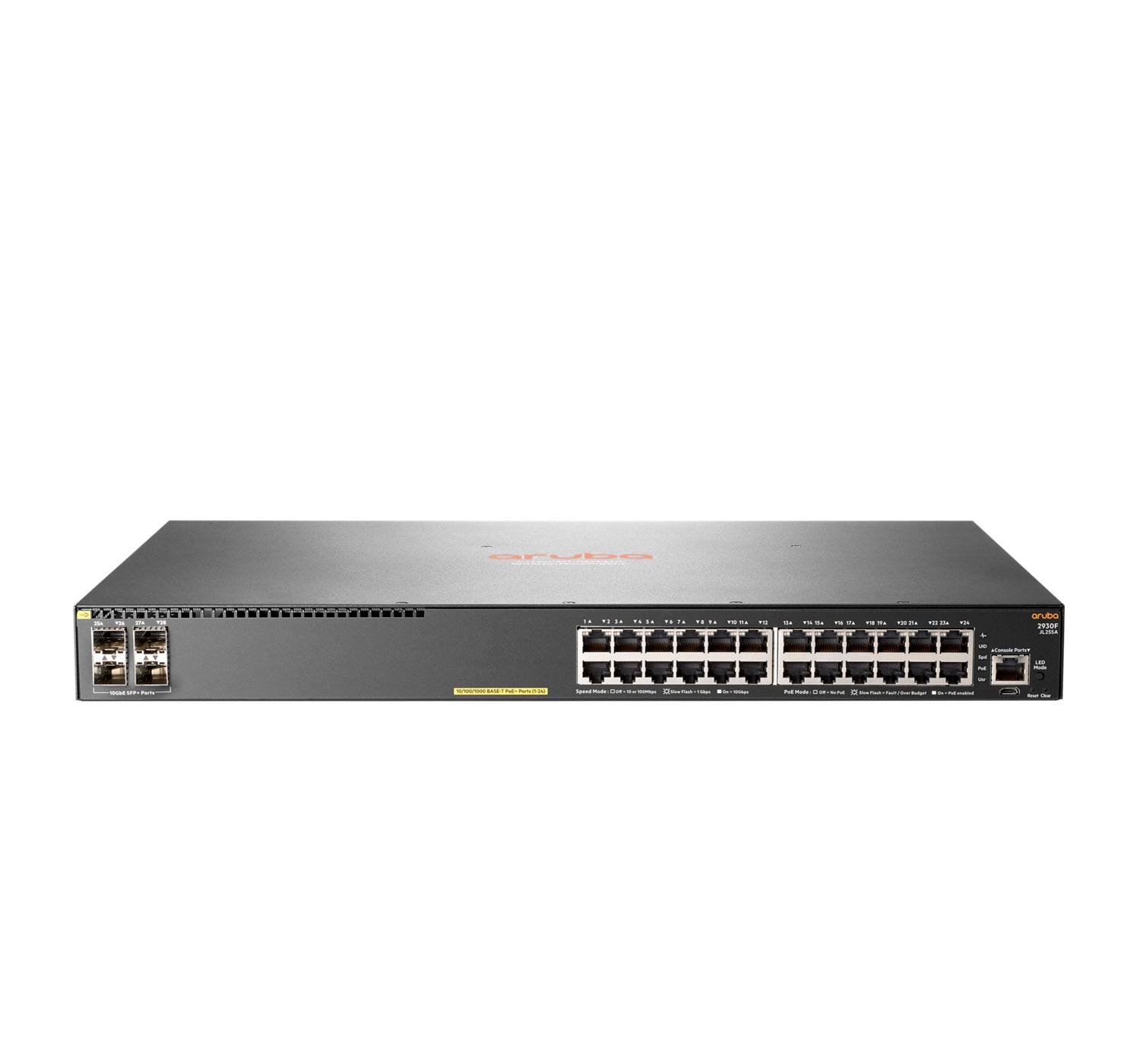 HPE Aruba Networking Aruba 2930F 24G PoE+ 4SFP+ Managed L3 Gigabit Ethernet (10/100/1000) Power over Ethernet (PoE) 1U