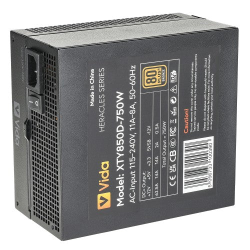 VIDA Heracles power supply unit 750 W 20+4 pin ATX ATX Black