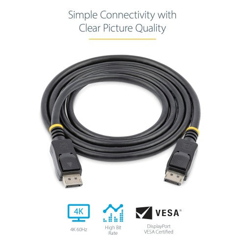 StarTech.com 50cm (1ft) DisplayPort 1.2 Cable - 4K x 2K Ultra HD VESA Certified DisplayPort Cable - Short DP to DP Cable for Monitor - Slim DP Video/Display Cord - Latching DP Connectors