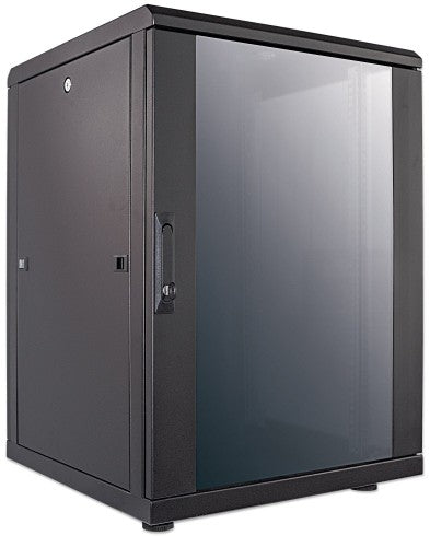 Intellinet 19" Network Cabinet - Free Standing, 16U, 600x600mm (width x depth), Black, Flatpack, Max 1500kg, Multi-Point Door Lock, One Lock Per Side Panel, Usable Depth 123 to 373mm, IP20 rated, Rack, Steel