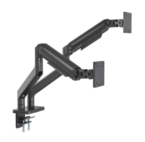 Manhattan Dual Desk Mount for TV & Monitors (Full Motion Spring), For screens 13" to 45", Clamp or Grommet Assembly, VESA compatibility: 75x75 and 100x100mm - check the dimensions of the four mounting holes on back of screen to ensure it fits, Max 20kg (e