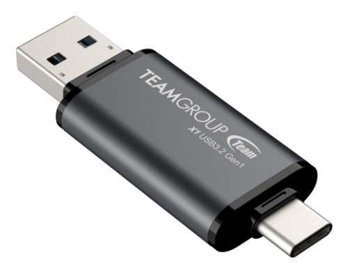 Team Group X1 USB 3.2 Gen1 USB flash drive 256 GB USB Type-A / USB Type-C 3.2 Gen 1 (3.1 Gen 1) Black, Grey