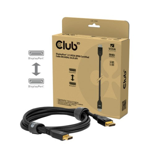CLUB3D DisplayPort™ 2.1 VESA DP80 Certified Cable 8K240Hz 2m/6.56ft