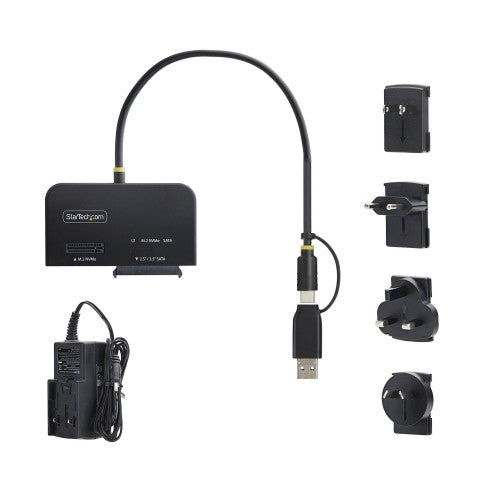 StarTech.com USB-C/USB-A to M.2 NVMe and 2.5in/3.5in SATA Adapter, 10Gbps, Tool-Free External SSD Hard Drive Reader, B+M/M-Key