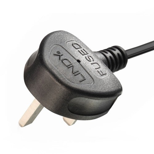 Lindy 1m UK 3 Pin Plug To IEC C7 Mains Power Cable, Black