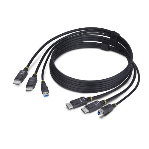 StarTech.com 6ft (1.8m) Dual-DisplayPort and USB 5Gbps KVM Cable, 4K 60Hz, Universally Compatible DP 1.2/USB 3.0 Combo Cable for Dual-Monitor KVM Switches