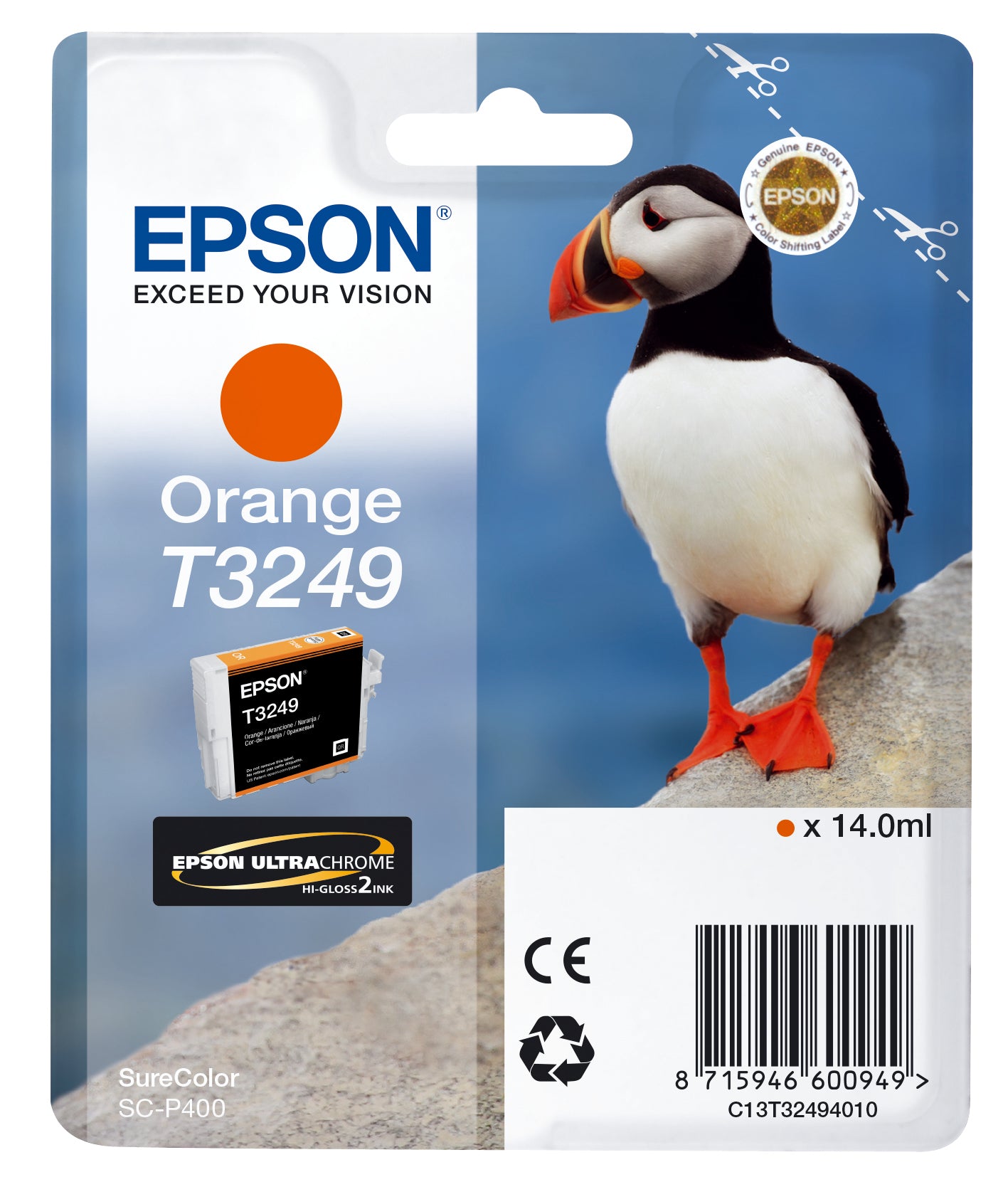 Epson C13T32494010/T3249 Ink cartridge orange, 980 pages 14ml for Epson SC-P 400