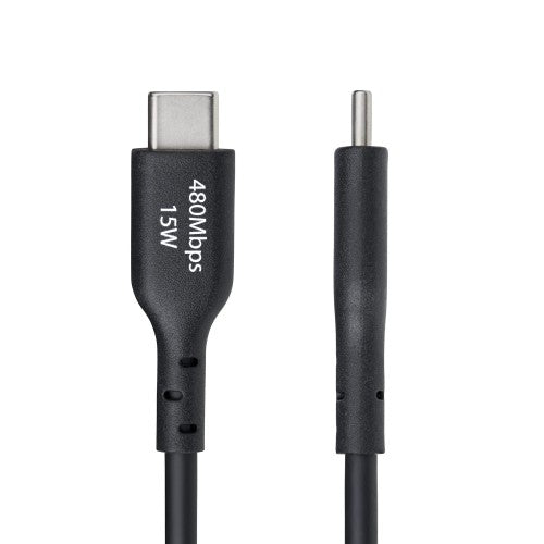 StarTech.com 1ft (30cm) USB-A to USB-C Charging Cable, Charge & Sync, 3A, USB 2.0, TPE Jacket - Black USB Charging Cord
