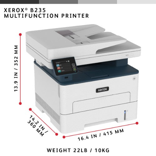 Xerox B235 A4 34ppm Wireless Duplex Copy/Print/Scan/Fax PS3 PCL5e/6 ADF 2 Trays Total 251 Sheets